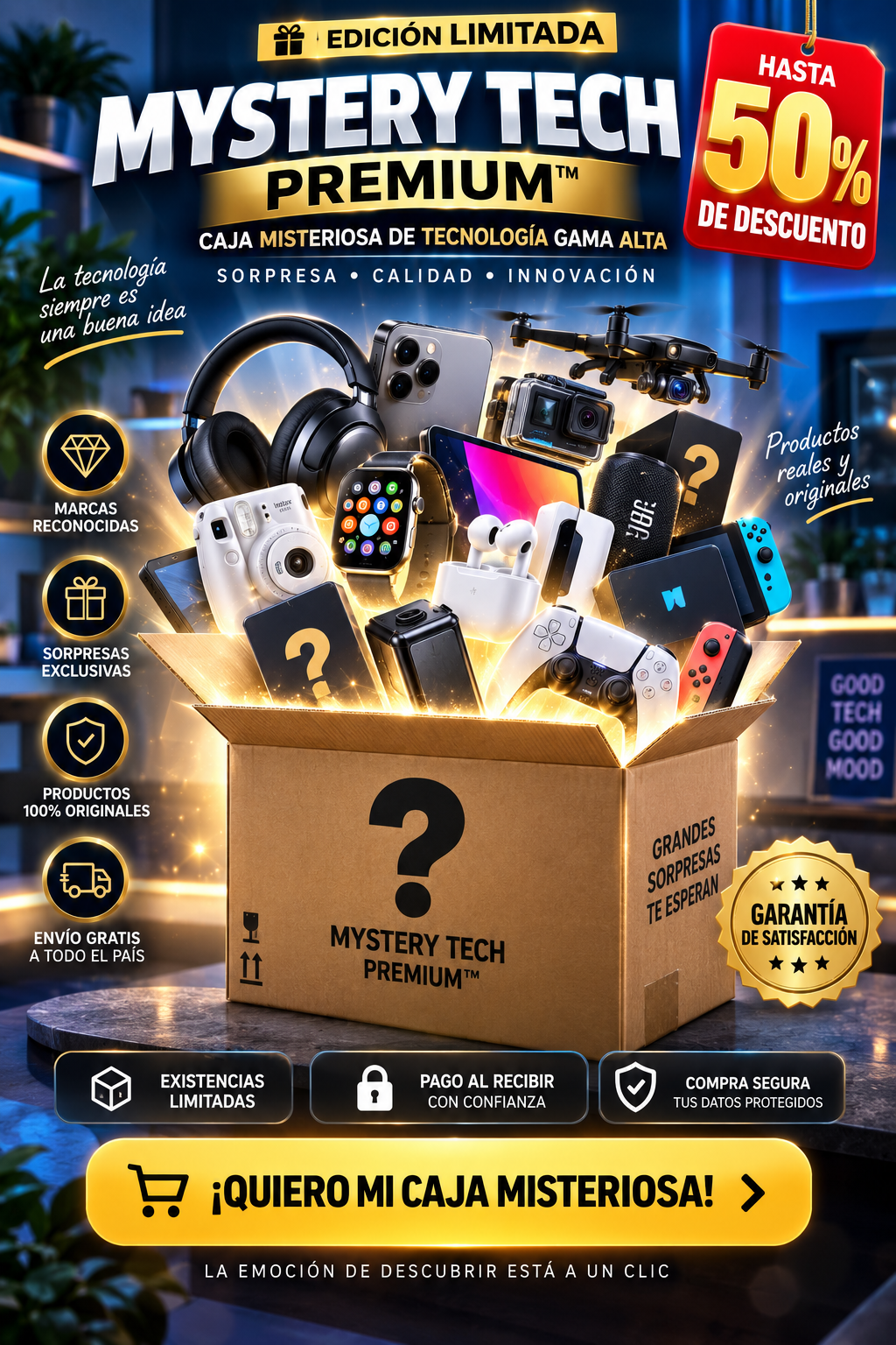 🎁 Mystery Tech Premium™ | Caja Misteriosa de Tecnología Gama Alta – 50% OFF