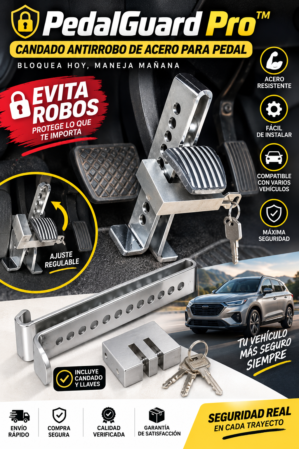 🔒 PedalGuard Pro™ | Candado Antirrobo de Acero para Pedal