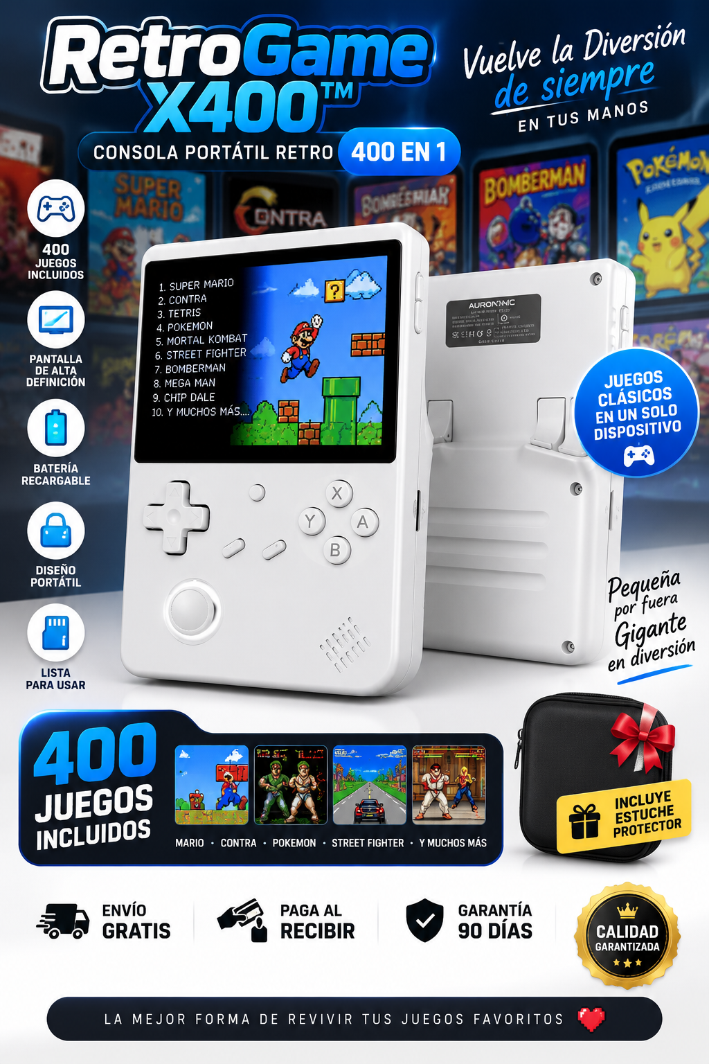 🎮 RetroGame X400™ | Consola Portátil Retro 400 en 1