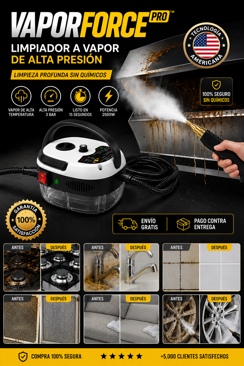 VaporForce Pro™ | Limpiador a Vapor de Alta Presión🔥
